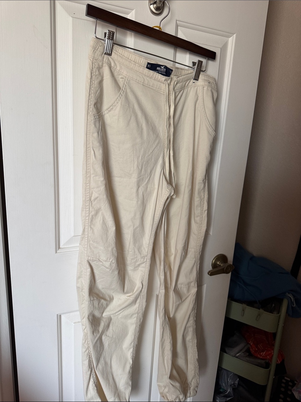 Hollister Womens Cream Drawstring Jogger Pants